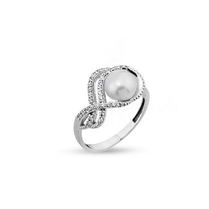 14K White Gold Etna Pearl Bridal Set