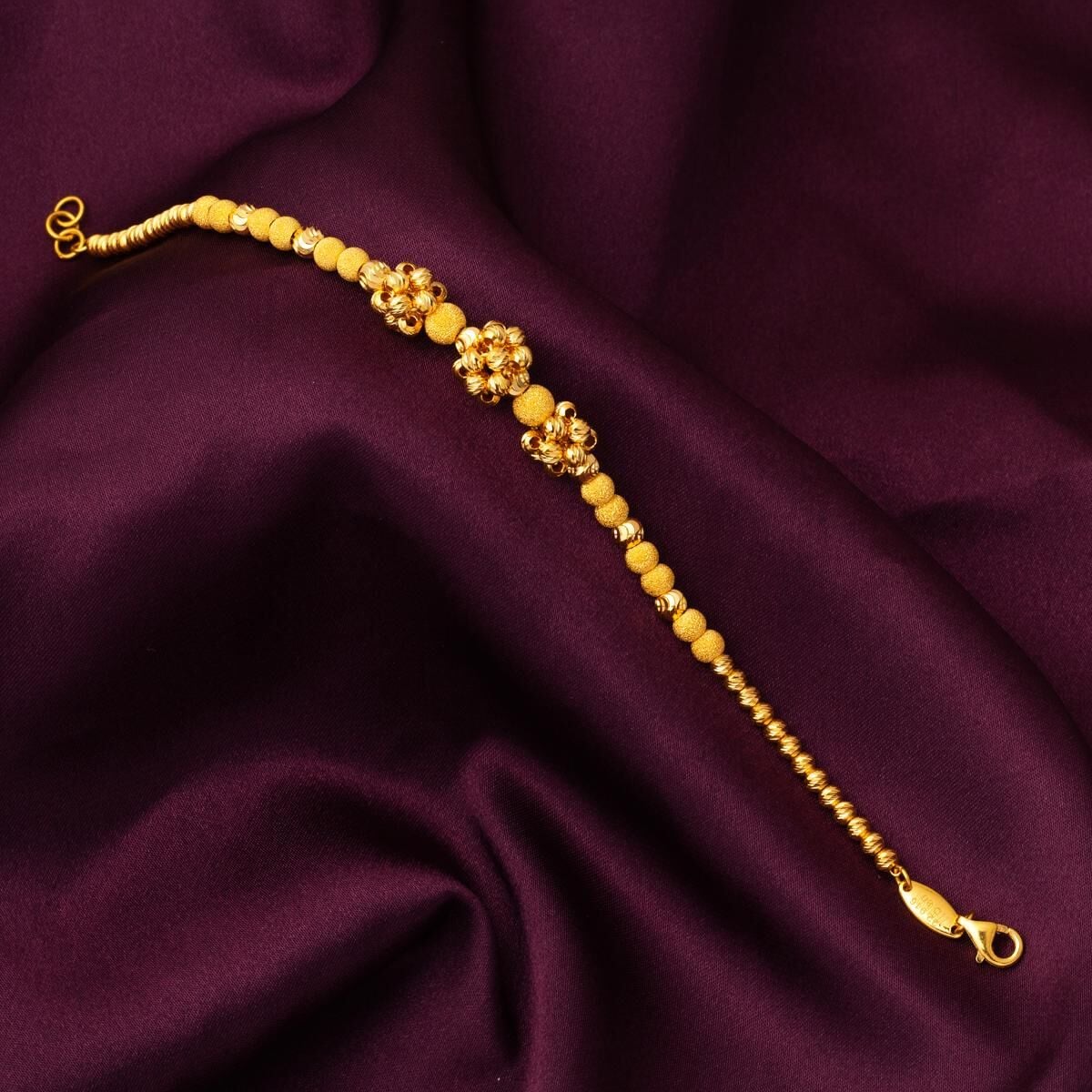 22K Yellow Gold Designer Inspired Ball Adorned Bracelet