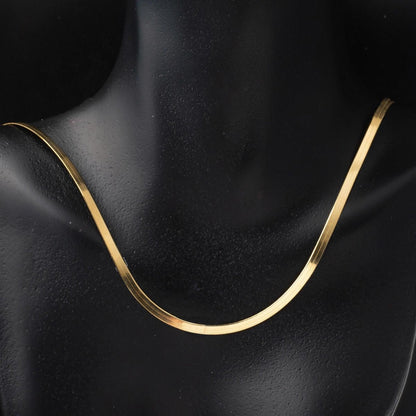 14K Yellow Gold Flat Chain Necklace 55 cm 3.5 mm