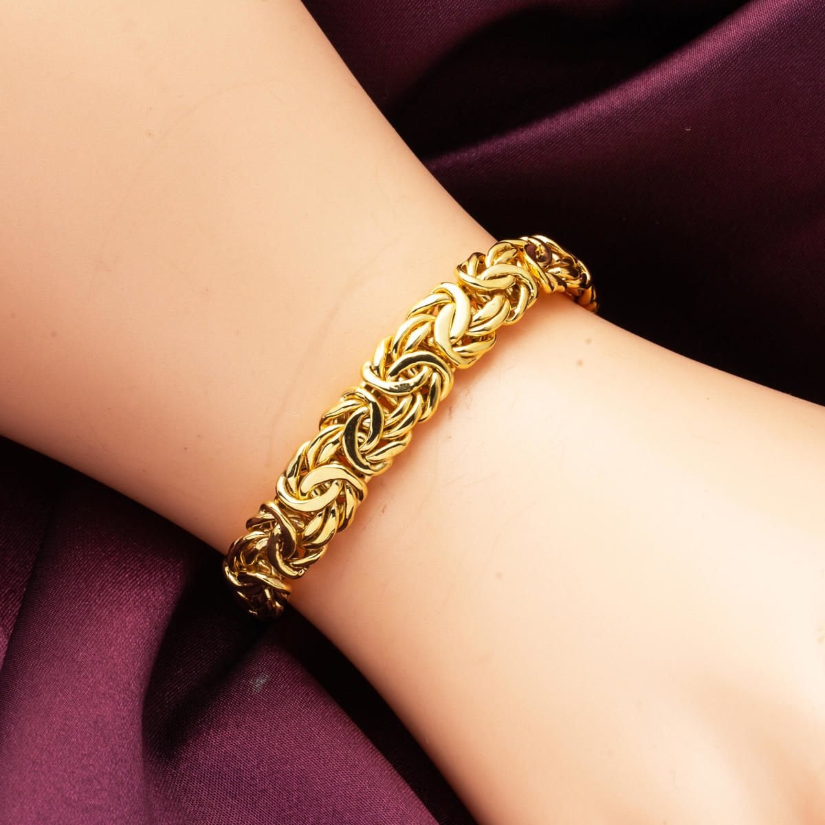 14K Yellow Gold Flat Italian King Byzantine Chain Double Jewelry Set