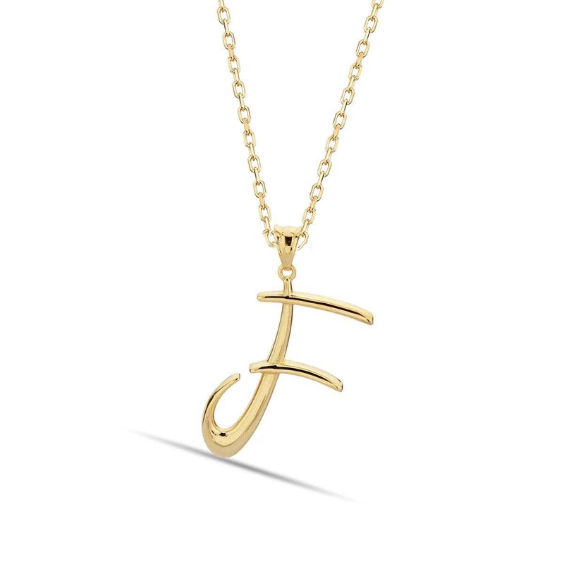14K Yellow Gold F Initial Necklace