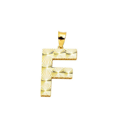 14K Yellow Gold Initial F 3 Dimensional Pendant