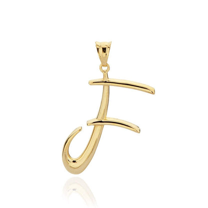 14K Yellow Gold Initial F Pendant