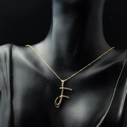 14K Yellow Gold Initial F Pendant