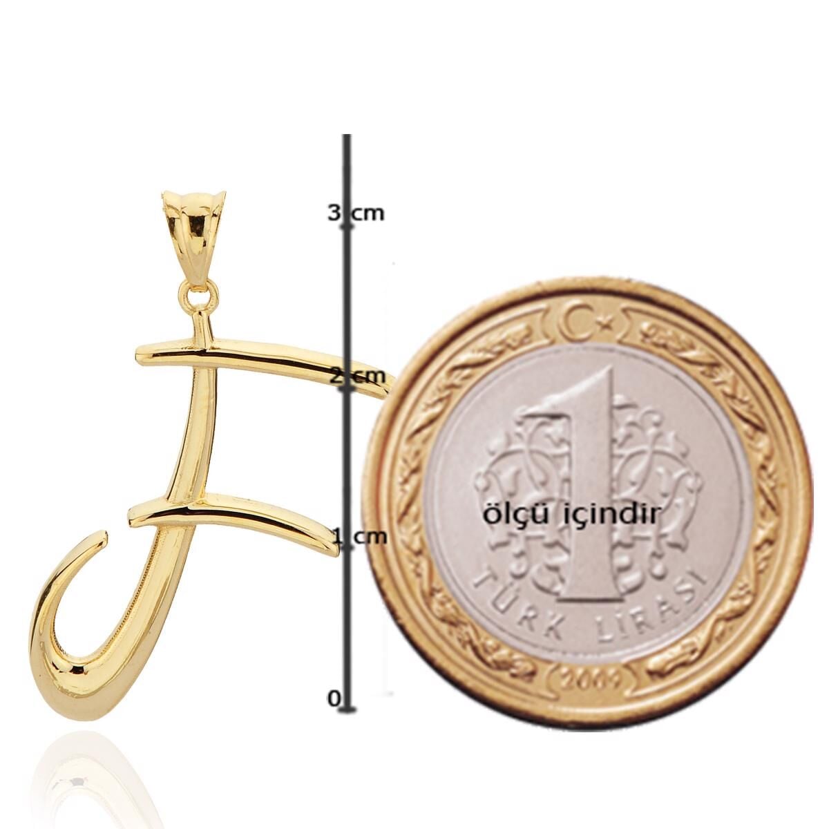 14K Yellow Gold Initial F Pendant