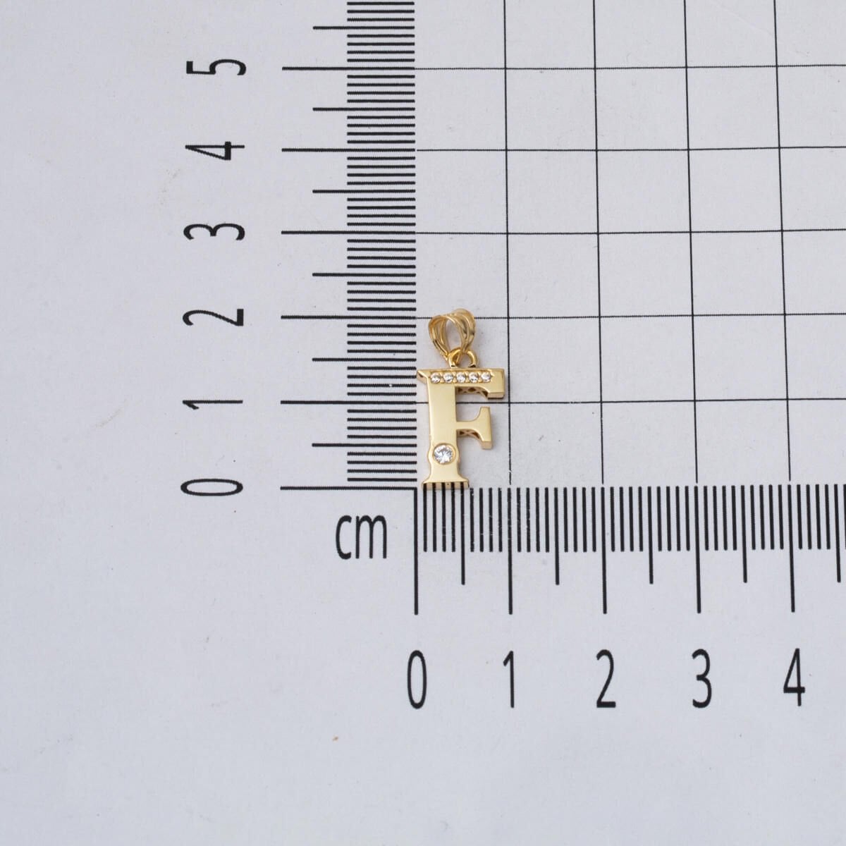 14K Yellow Gold Lettera F Initial Cubic Zirconia Necklace