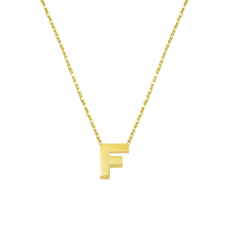 14K Yellow Gold F Initial Minimalist Necklace