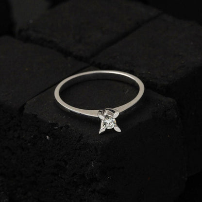 14K White Gold F Tone 0.14 Ct Diamond Solitaire Ring