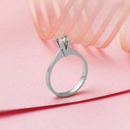 14K White Gold F Tone 0.32 Ct Diamond Single Stone Ring