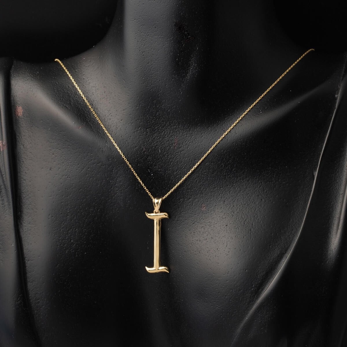14K Yellow Gold I Initial Necklace