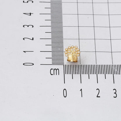 14K Yellow Gold Life Tree Cubic Zirconia Earrings