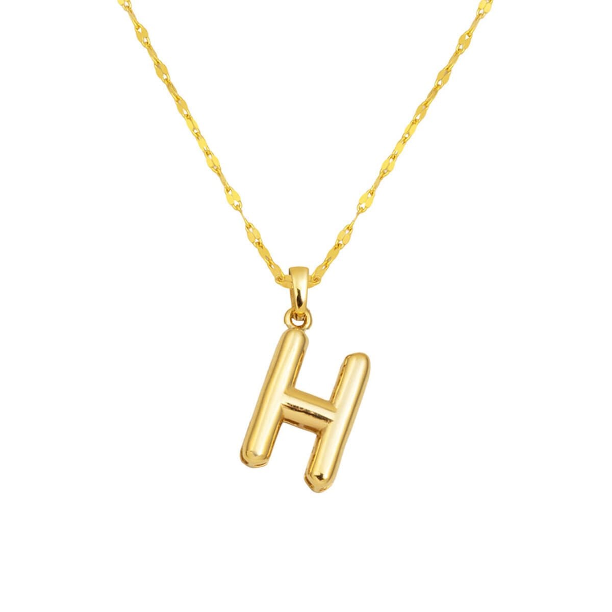 14K Yellow Gold Balloon Initial H Necklace