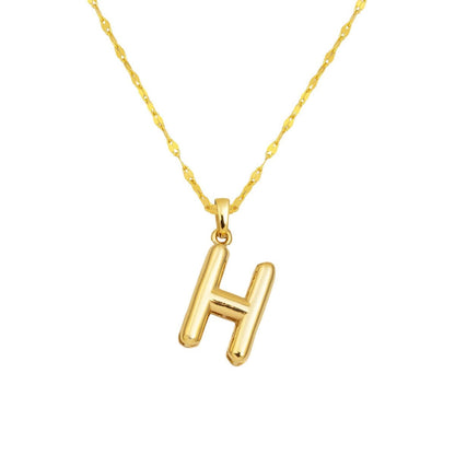 14K Yellow Gold Balloon Initial H Necklace