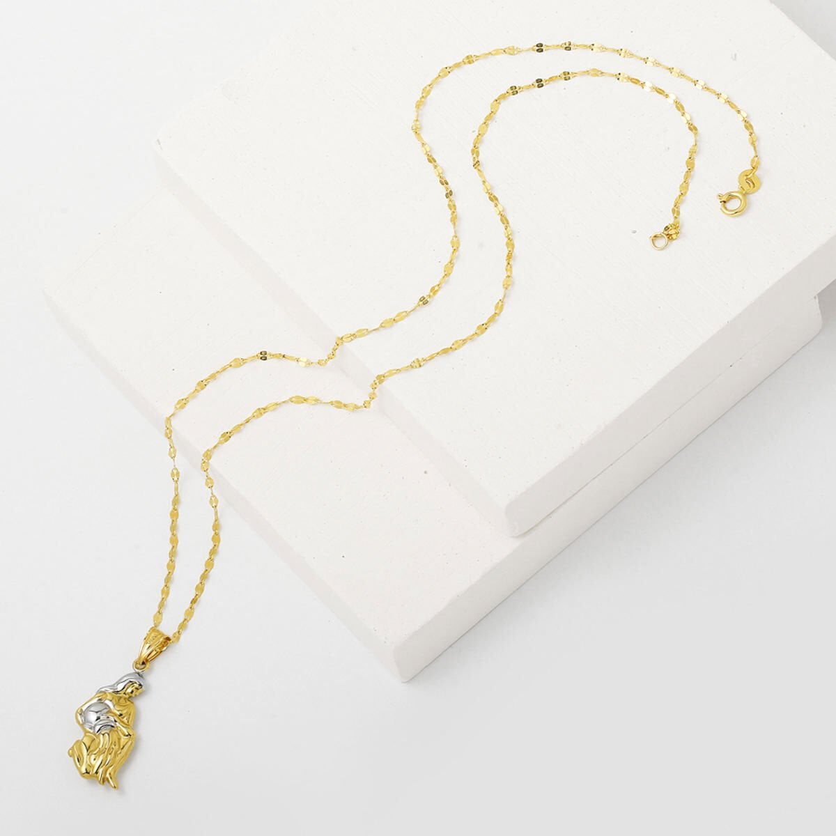 14K Yellow Gold Aquarius Zodiac Necklace