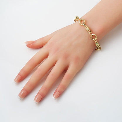 14K Yellow Gold Hoop Chain Link ID Bracelet