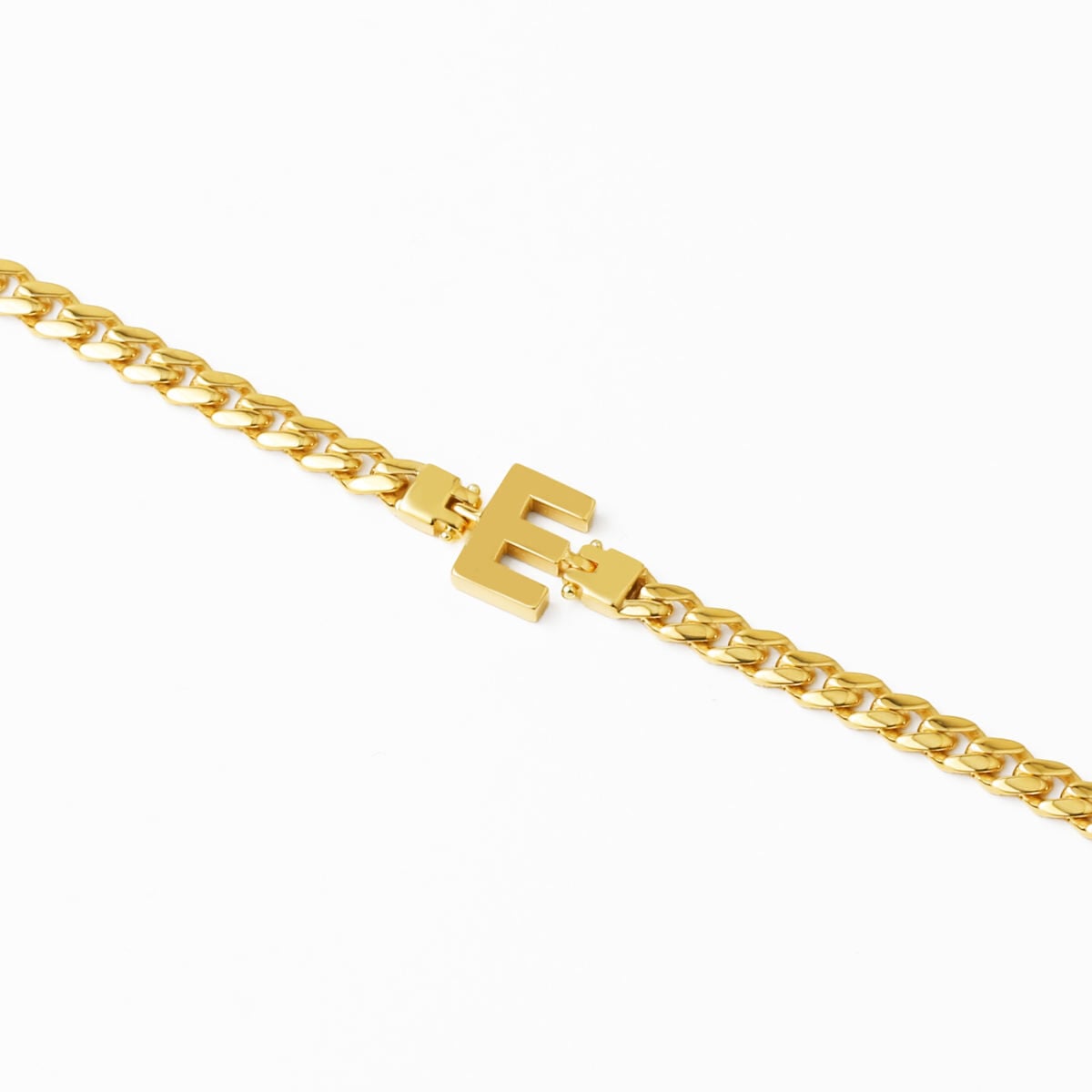 14K Yellow Gold Initial E Curb Bracelet (4.68 g)