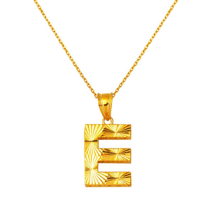22K Yellow Gold 3 Dimensional Initial E Necklace
