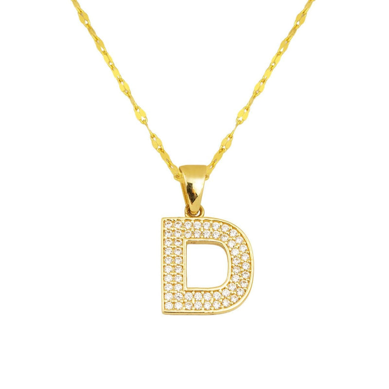 14K Yellow Gold Initial D Cubic Zirconia Necklace