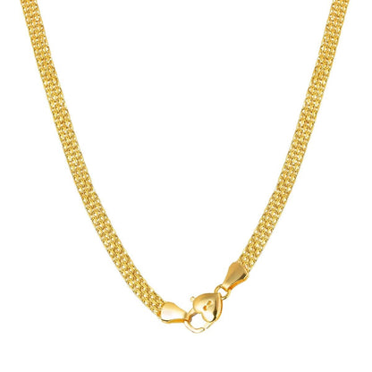 14K Yellow Gold Heart Lock Collar Necklace Bracelet Set