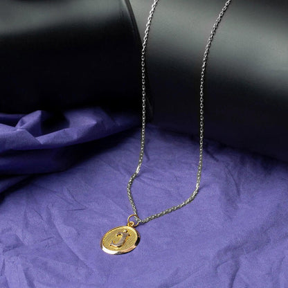 14K Yellow Gold Initial J Oval Pendant