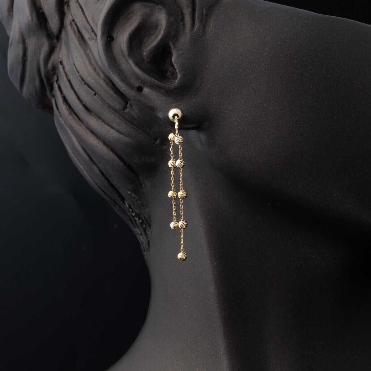14K Yellow Gold Bead Minimalist Earrings