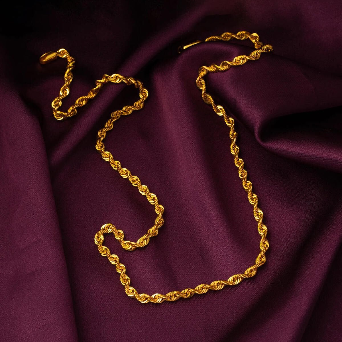 14K Yellow Gold 6 mm Wide Twisted Chain Necklace