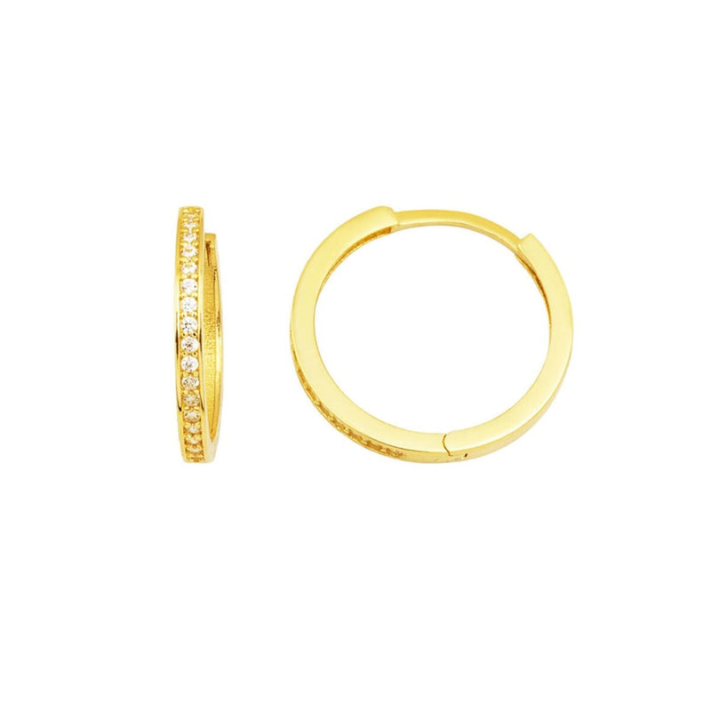 14K Yellow Gold Full Eternity Cubic Zirconia Hoop Earrings
