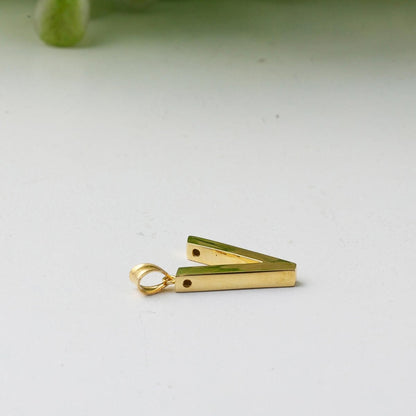 14K Yellow Gold Classic V Initial Necklace