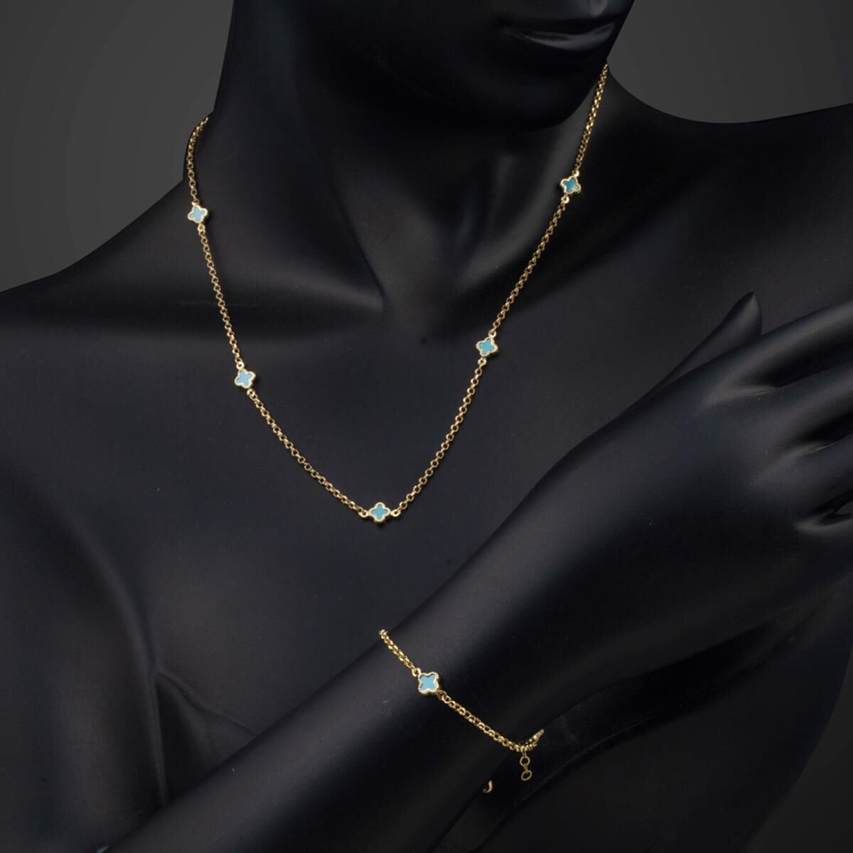 14K Yellow Gold Designer Inspired Double Cubic Zirconia Set