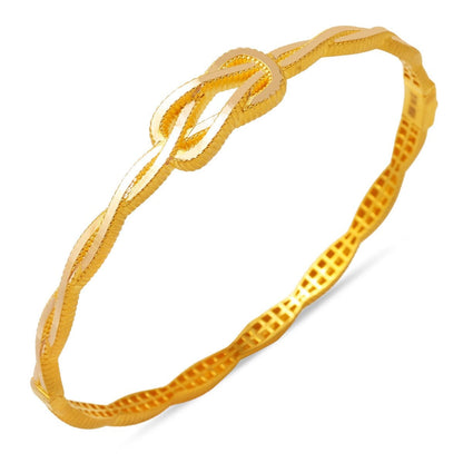 14K Yellow Gold Braided Knot Ajda Hinged Cuff Bracelet