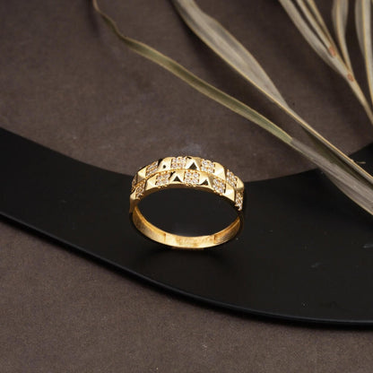 14K Yellow Gold Sparkling Minimalist Cubic Zirconia Ring