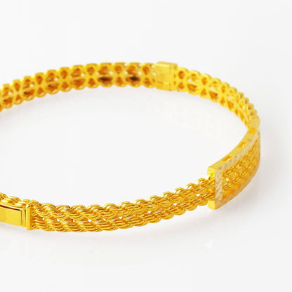 14K Yellow Gold Twisted Mesh Hinged Cuff Bangle