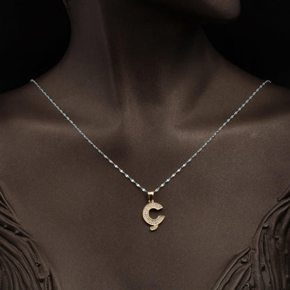 14K Yellow Gold Initial C Cubic Zirconia Pendant (1.26 g)
