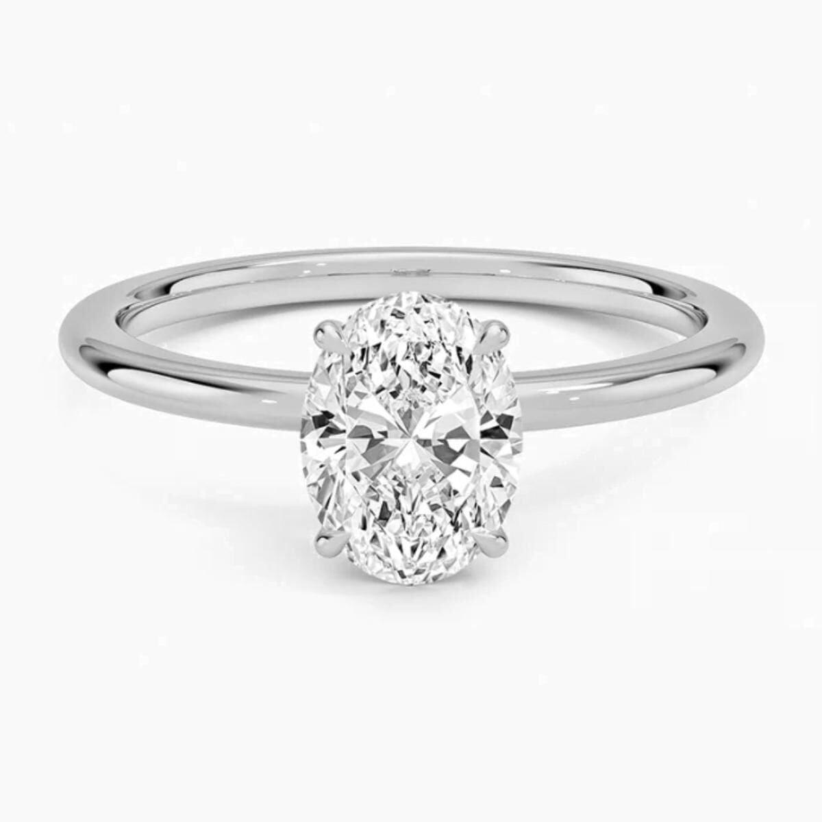 14K Gold 1 Ct Oval Moissanite Solitaire Ring