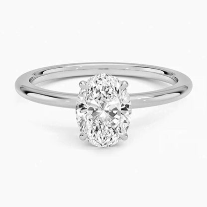 14K Gold 1 Ct Oval Moissanite Solitaire Ring