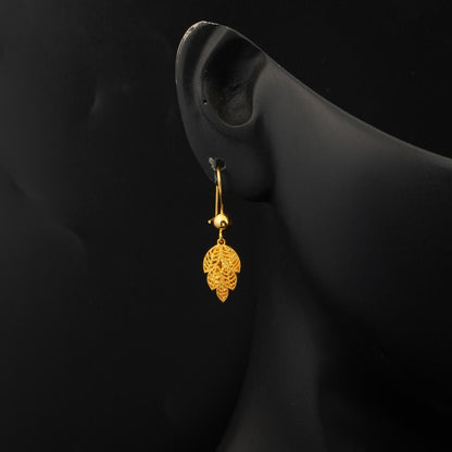 14K Yellow Gold Laurel Leaf Earrings