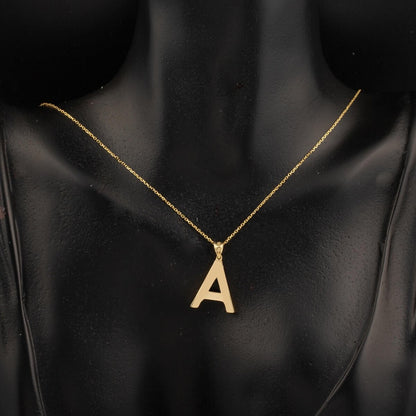 14K Yellow Gold Classic A Initial Necklace