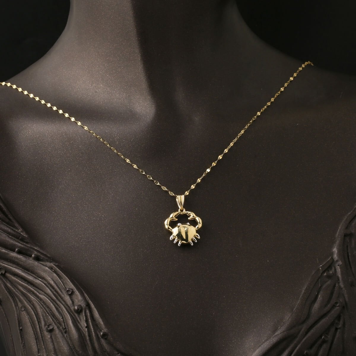 14K Yellow Gold Cancer Zodiac Necklace