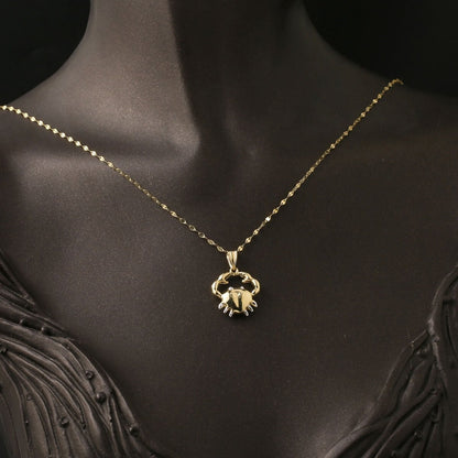 14K Yellow Gold Cancer Zodiac Necklace