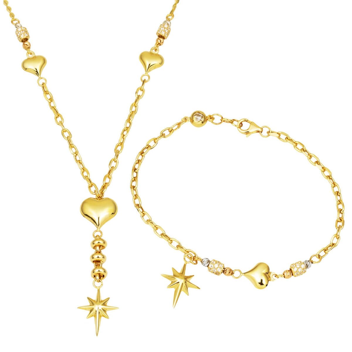 14K Yellow Gold Star of My Heart Designer Inspired Cubic Zirconia Jewelry Set