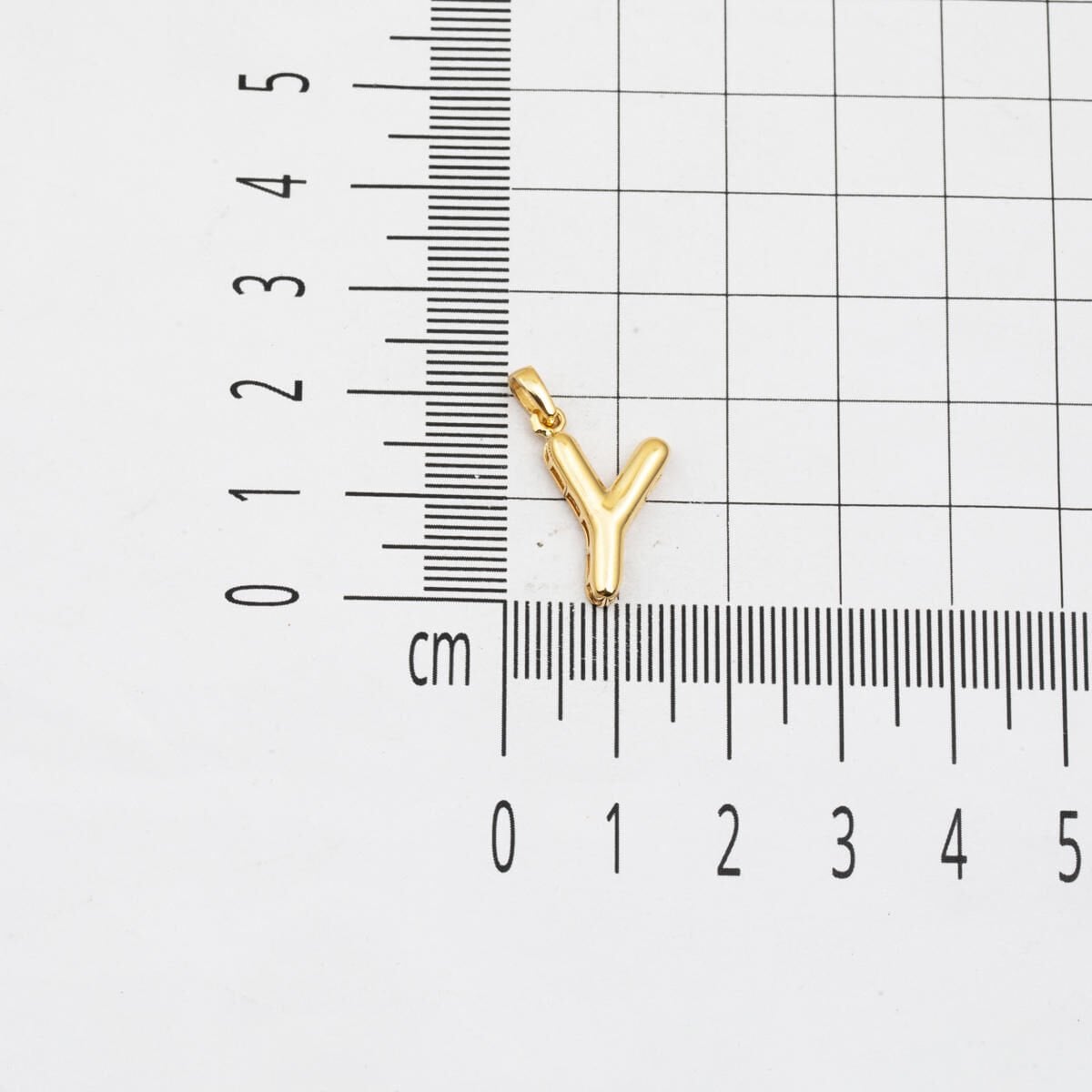 14K Yellow Gold Balloon Shaped Y Initial Pendant