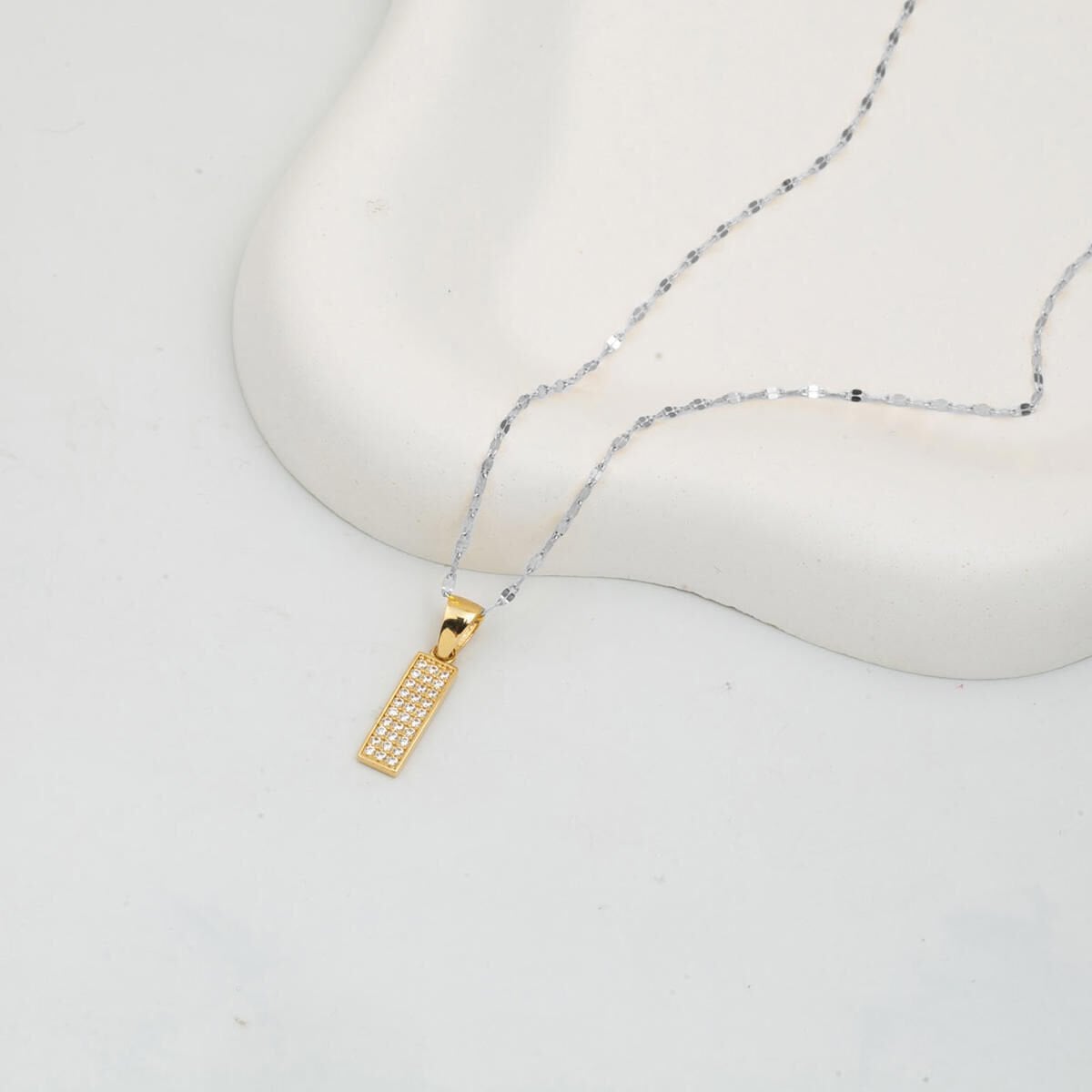 14K Yellow Gold Initial I Cubic Zirconia Pendant