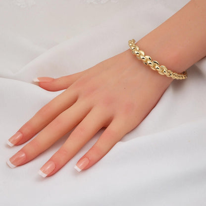 14K Yellow Gold Egg Shaped Hinged Cuff Bangle (13.5 g)