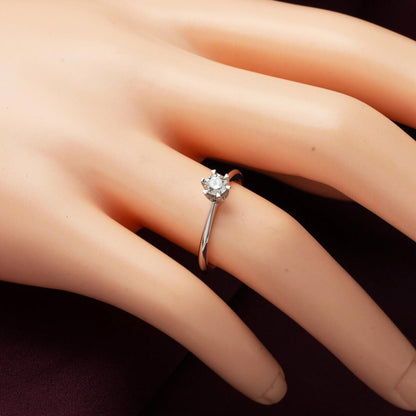 14K White Gold 0.25 Ct Six Prong Diamond Solitaire Ring