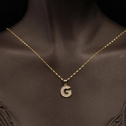 14K Yellow Gold G Initial Cubic Zirconia Necklace