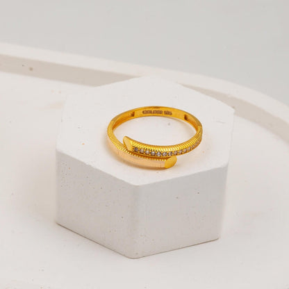 14K Yellow Gold Studded Ajda Cubic Zirconia Ring