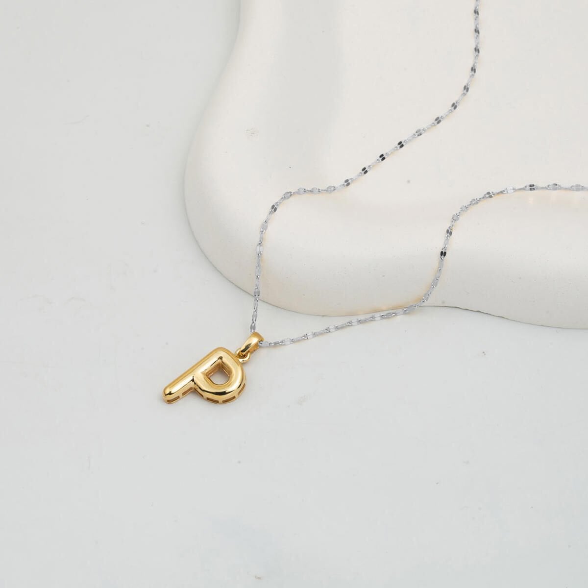14K Yellow Gold Balloon P Initial Pendant
