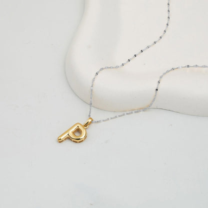 14K Yellow Gold Balloon P Initial Pendant
