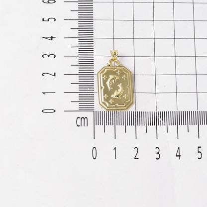 14K Yellow Gold Retro Fish Zodiac Pendant