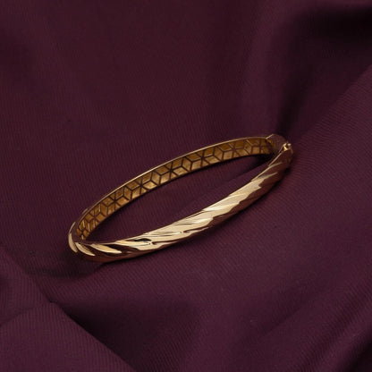 14K Yellow Gold Gold Thread Hinged Cuff Bangle